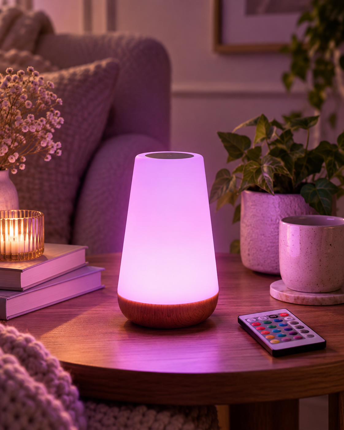 13-Colour Touch Table Lamp – USB Rechargeable Bedside Night Light