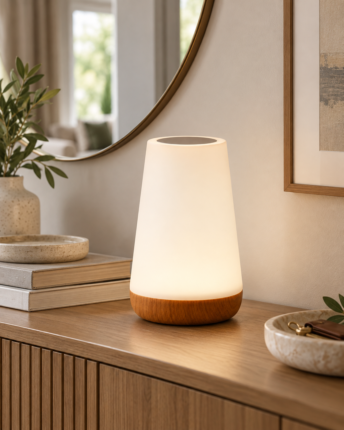 13-Colour Touch Table Lamp – USB Rechargeable Bedside Night Light