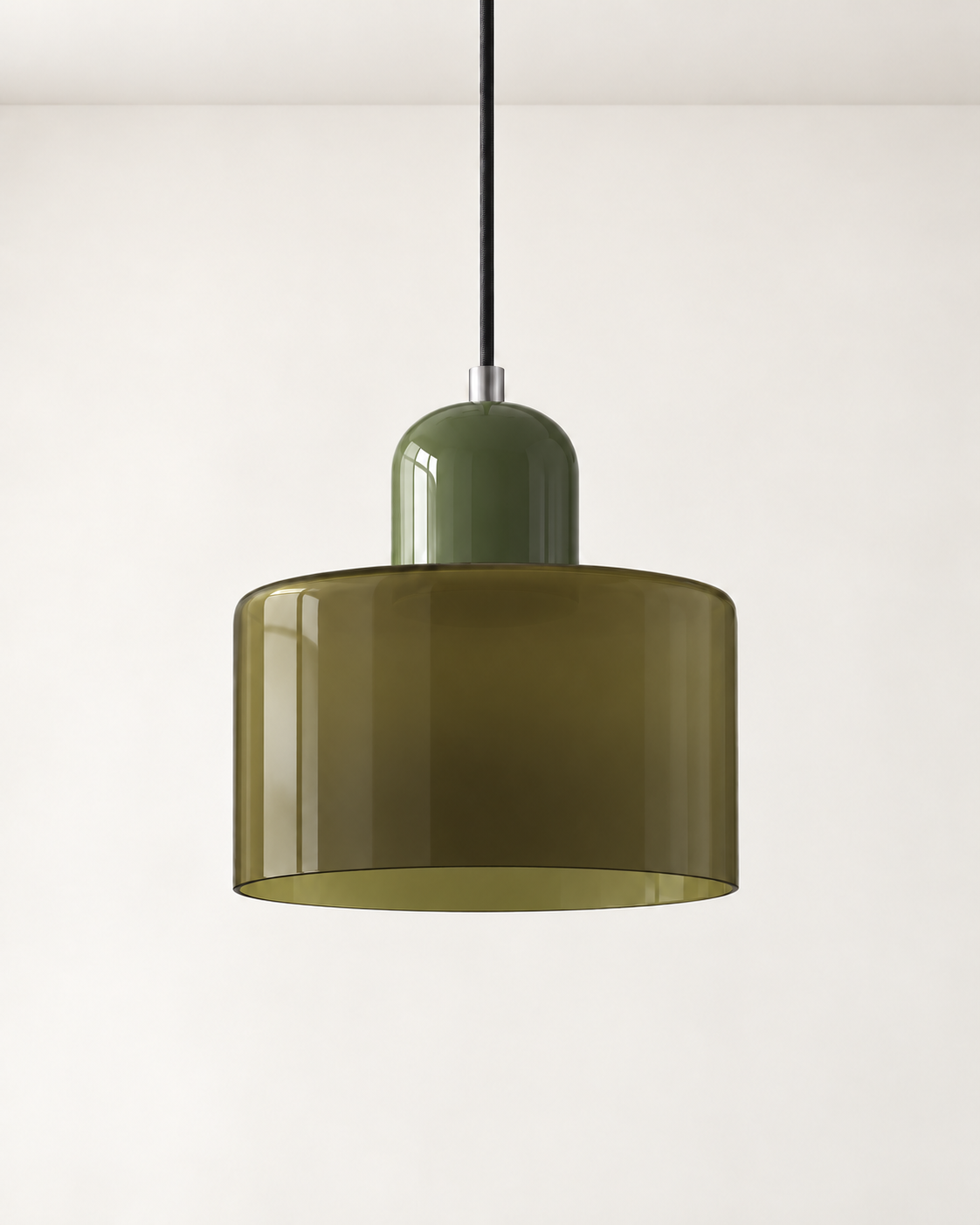 Coloured Glass Pendant Light – Compact Cylindrical Design