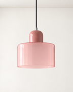 Coloured Glass Pendant Light – Compact Cylindrical Design