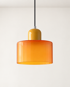 Coloured Glass Pendant Light – Compact Cylindrical Design