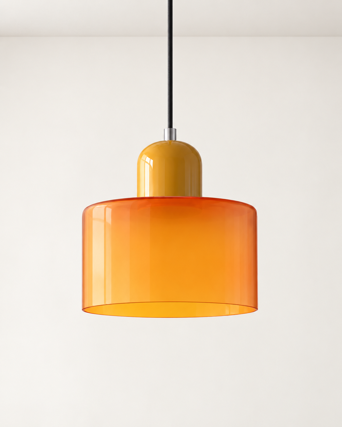 Coloured Glass Pendant Light – Compact Cylindrical Design