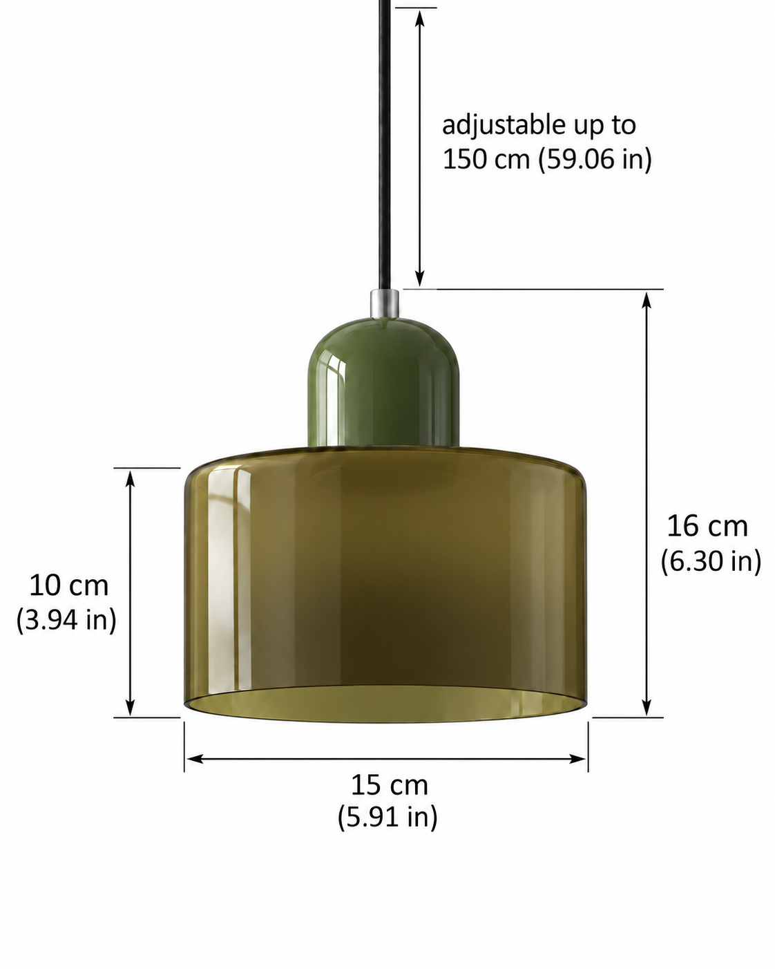 Coloured Glass Pendant Light – Compact Cylindrical Design