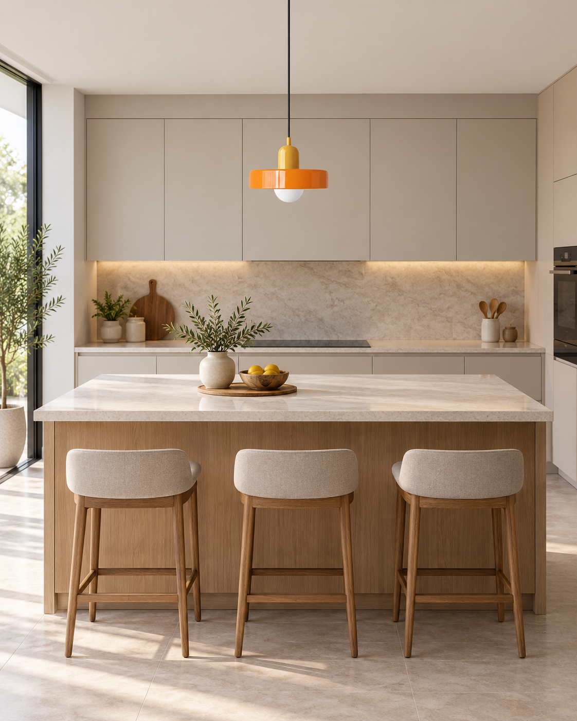 Colourful Glass Pendant Light – Rounded Drum Shade