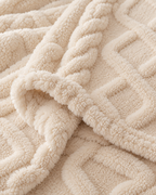 Geometric Coral Fleece Throw Blanket – Soft Textured Sofa & Bed Throw