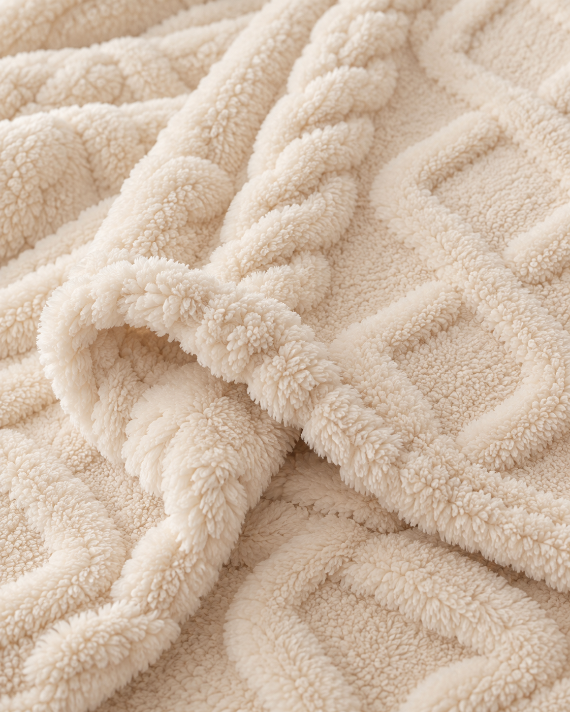Geometric Coral Fleece Throw Blanket – Soft Textured Sofa & Bed Throw