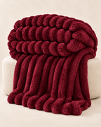 Plush Ribbed Throw Blanket – Thick Striped Sofa & Bed Blanket