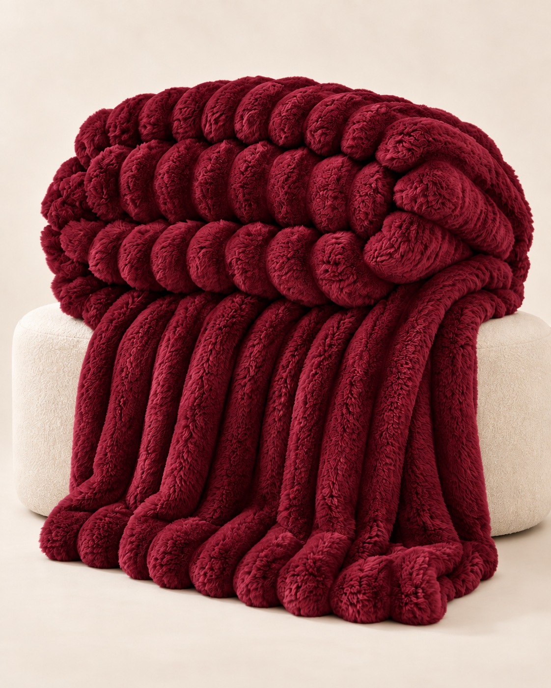 Plush Ribbed Throw Blanket – Thick Striped Sofa & Bed Blanket