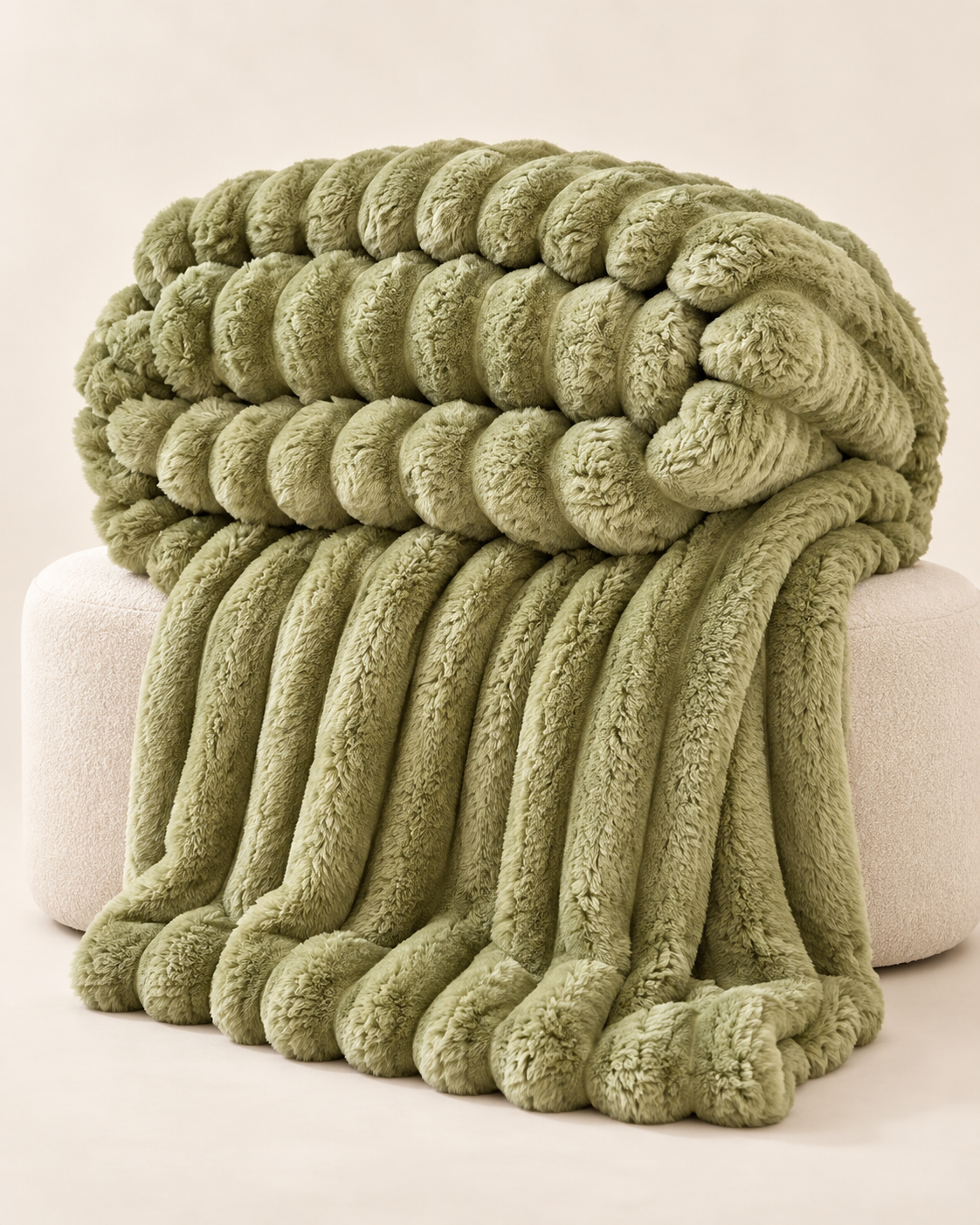 Plush Ribbed Throw Blanket – Thick Striped Sofa & Bed Blanket