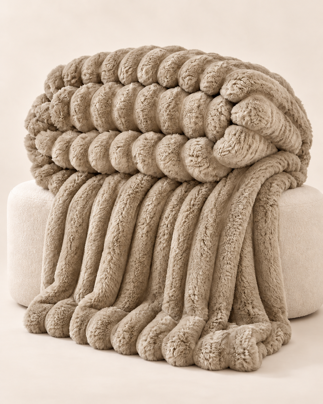 Plush Ribbed Throw Blanket – Thick Striped Sofa & Bed Blanket