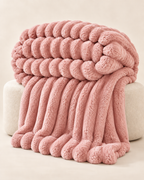 Plush Ribbed Throw Blanket – Thick Striped Sofa & Bed Blanket