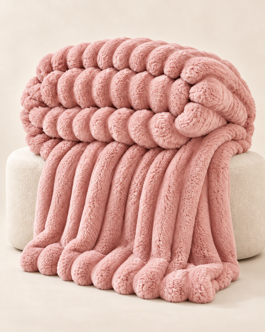 Plush Ribbed Throw Blanket – Thick Striped Sofa & Bed Blanket