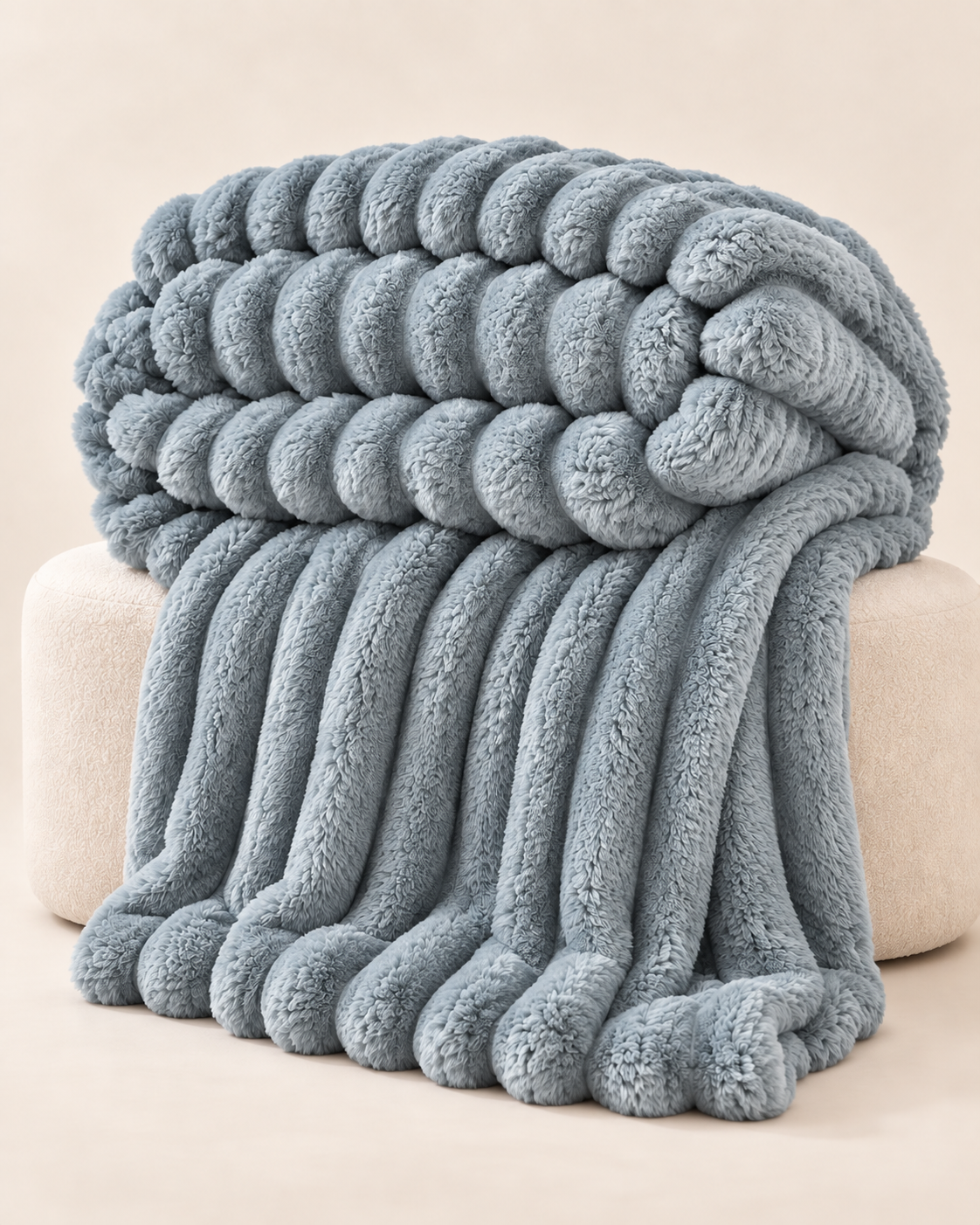 Plush Ribbed Throw Blanket – Thick Striped Sofa & Bed Blanket