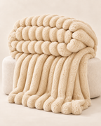 Plush Ribbed Throw Blanket – Thick Striped Sofa & Bed Blanket