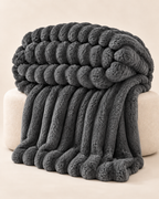 Plush Ribbed Throw Blanket – Thick Striped Sofa & Bed Blanket