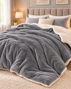 Reversible Plush Sherpa Throw Blanket – Cosy Bed & Sofa Throw