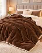 Reversible Plush Sherpa Throw Blanket – Cosy Bed & Sofa Throw