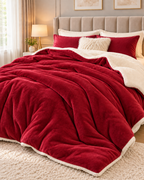 Reversible Plush Sherpa Throw Blanket – Cosy Bed & Sofa Throw