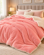 Reversible Plush Sherpa Throw Blanket – Cosy Bed & Sofa Throw