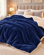 Reversible Plush Sherpa Throw Blanket – Cosy Bed & Sofa Throw