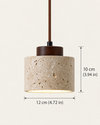 Small Beige Textured Pendant Light with Brown Cord
